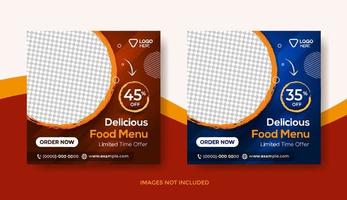 Food Menu Banner Template, Social Media Post Template, Delicious Food Restaurant Banner vector