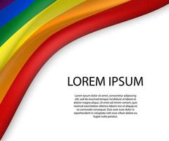 Waving ribbon or banner with flag of LGBT pride. vector