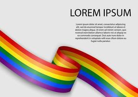 Waving ribbon or banner with flag of LGBT pride. vector