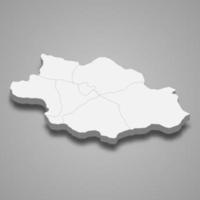 3d isometric map of Siirt is a province of Turkey vector