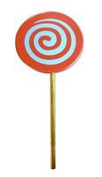 Lollipop made from wood isolated on white background photo