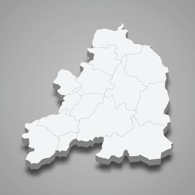 3d isometric map of Guarda is a district of Portugal