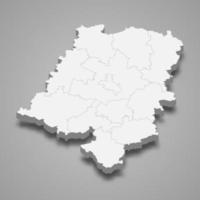 mapa 3d del voivodato de opole es una provincia de polonia, vector