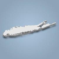 3d isometric map of Long Island is an island in New York vector