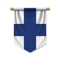 3d realistic pennant with flag vector