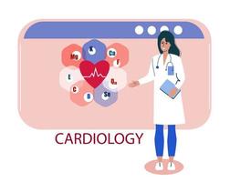 cardiología.cardiólogo. ilustración de vector de servicio de atención médica.