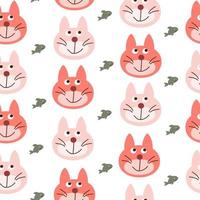 Seamless pattern Cat character. cute cat vector design