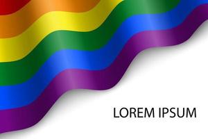 Waving ribbon or banner with flag of LGBT pride. vector