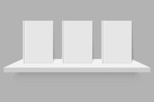 Empty white book on shelf vector