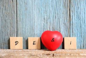 DEI, Diversity, equity, inclusion symbol. Wooden blocks with words DEI concept photo