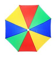 Rainbow umbrella isolated on white background photo