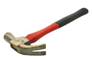 Old hammer isolated on white background photo