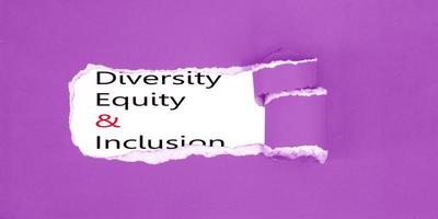 Diversity, equity, inclusion appearing behind torn paper background , DEI concept photo