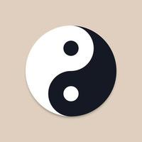 Black and white yin yang on a brown background, Symbol of balance, vector illustration