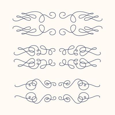 Vintage flourish decorative art set. Swirl Frames. Vector illustration