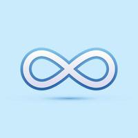 Infinity symbol on a blue background. Symbol of repetition and unlimited cyclicity. Vector illustration.