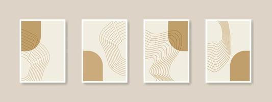carteles abstractos contemporáneos de mediados de siglo con formas geométricas. diseño para papel tapiz, fondo, decoración de paredes, portada, impresión, tarjeta, marca. arte minimalista boho moderno. ilustración vectorial