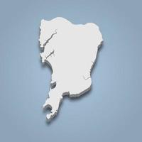 3d isometric map of Salsette is an island in Sri Lanka vector