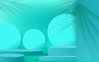 Cylinder abstract minimal scene with geometric platform. Summer background vector 3d rendering with podium. stand to show cosmetic products. Stage showcase on pedestal modern 3d studio blue pastel