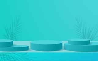 Cylinder abstract minimal scene with geometric platform. Summer background vector 3d rendering with podium. stand to show cosmetic products. Stage showcase on pedestal modern 3d studio blue pastel