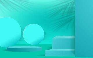 Cylinder abstract minimal scene with geometric platform. Summer background vector 3d rendering with podium. stand to show cosmetic products. Stage showcase on pedestal modern 3d studio blue pastel