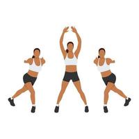 Woman doing Lateral steps pulls exercise. Flat vector illustration isolated on white background