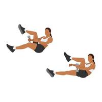 Woman doing Leg loop exercise. Flat vector illustration isolated on white background