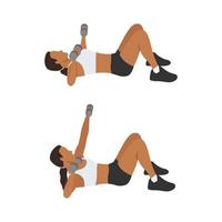 Woman doing Chest press punch up exercise. Flat vector illustration isolated on white background