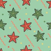 Seamless marine pattern with starfish vector