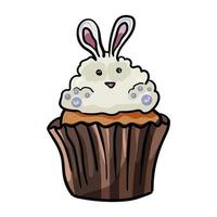 cupcake con un lindo conejo vector