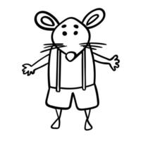 lindo ratón o rata en pantalones cortos con tirantes vector