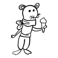 Cute mouse holds ice cream vector