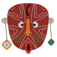 Wooden african evil mask with horns vector