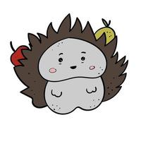 Cute hedgehog with fruit vector