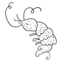 Shrimp cartoon doodle vector