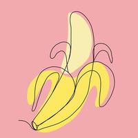 diseño plano de dibujo de línea continua a mano alzada de fruta de plátano simple. vector