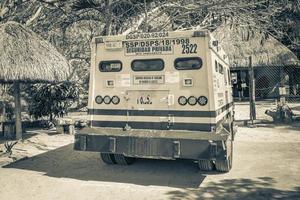 Tulum Quintana Roo Mexico 2018 Security cash money transporter truck in Mexico. photo