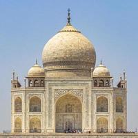 Taj Mahal panorama in Agra India with amazing symmetrical gardens. photo