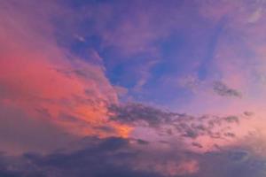 Amazing colorful pink violet blue and purple sunset sky panorama. photo