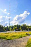 Landscape panorama walking path on Brocken mountain peak Harz Germany photo