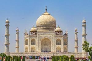 Taj Mahal panorama in Agra India with amazing symmetrical gardens. photo