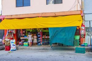 Playa del Carmen Quintana Roo Mexico 2022 Typical street cityscape stores shops of Playa del Carmen Mexico. photo