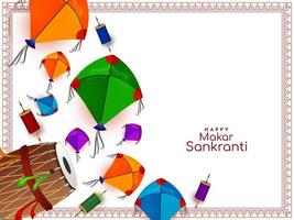 Makar Sankranti festival background design with colorful kites vector