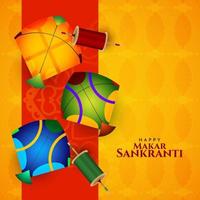 Makar Sankranti festival background design with colorful kites vector