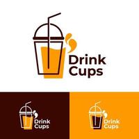 Drink cup packaging soft drink logo template vector