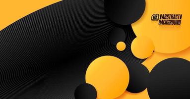 Black and yellow circles abstract tech banner design. Geometric vector background