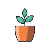 Colored thin icon of plant pot, business and finance concept vector illustration.