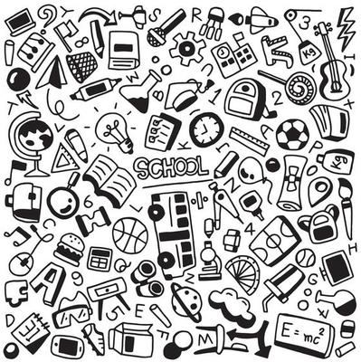 Sketchy vector hand drawn doodle cartoon set of School objects and symbols