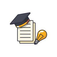 Colored thin icon of certificated paper, education concept vector illustration.