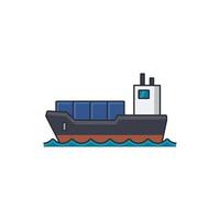 icono de color delgado de la ilustración de vector de concepto de barco, negocio y transporte.
